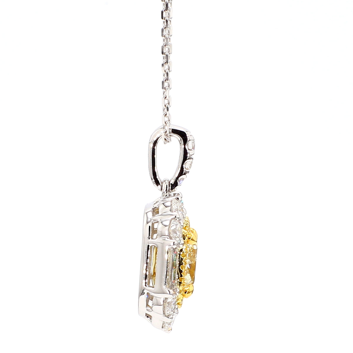 Natural Yellow Cushion Diamond Pendant | GIA Certified