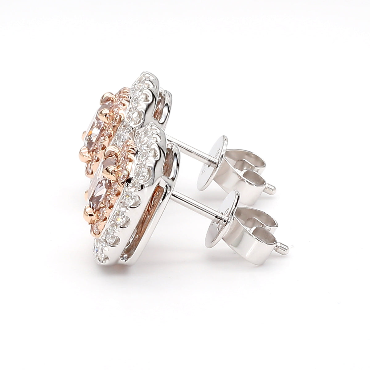 Natural Pink Cushion Diamond Earring | GIA Certified