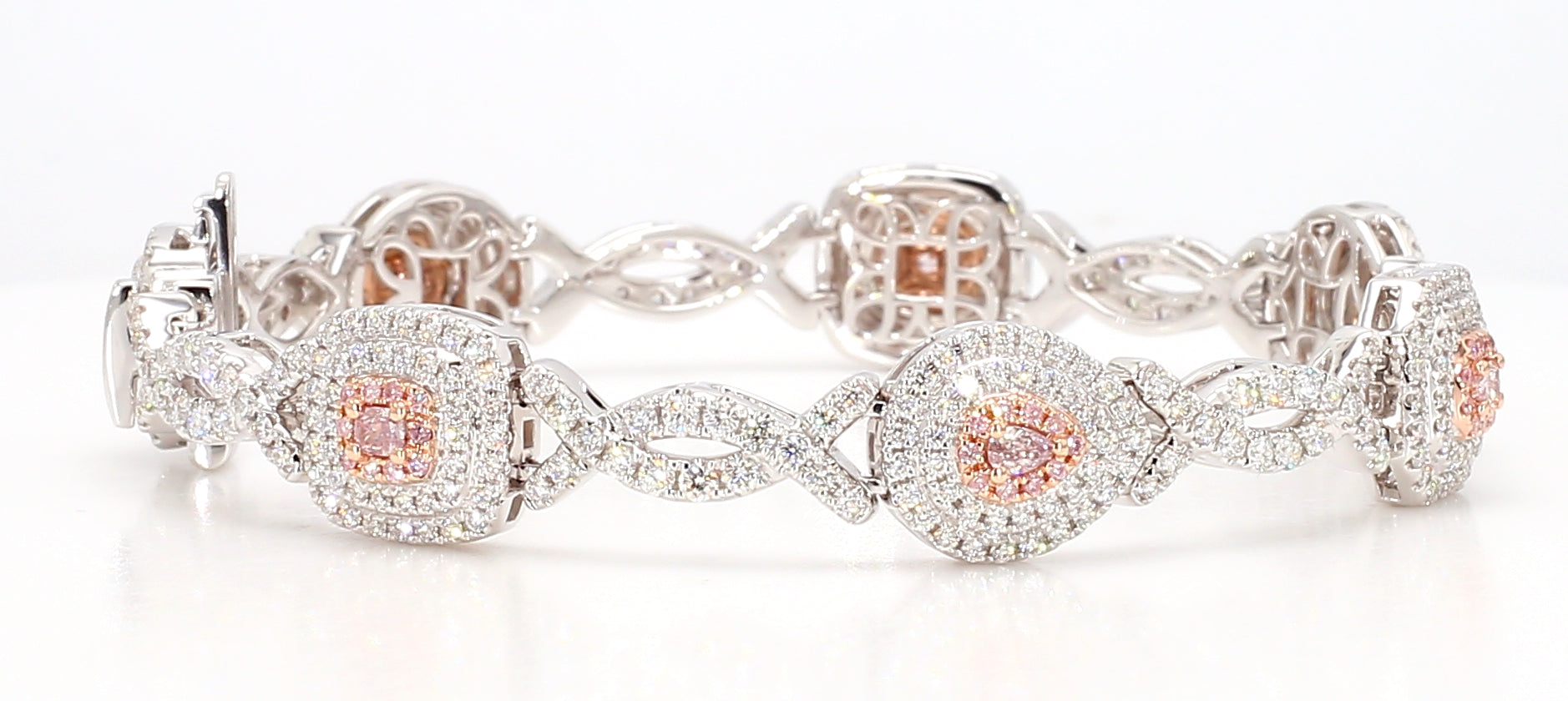 Natural Pink Cushion Diamond Bracelet Gia Certified