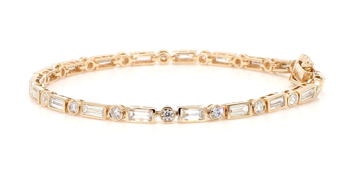 Natural White Baguette Diamond Bracelet