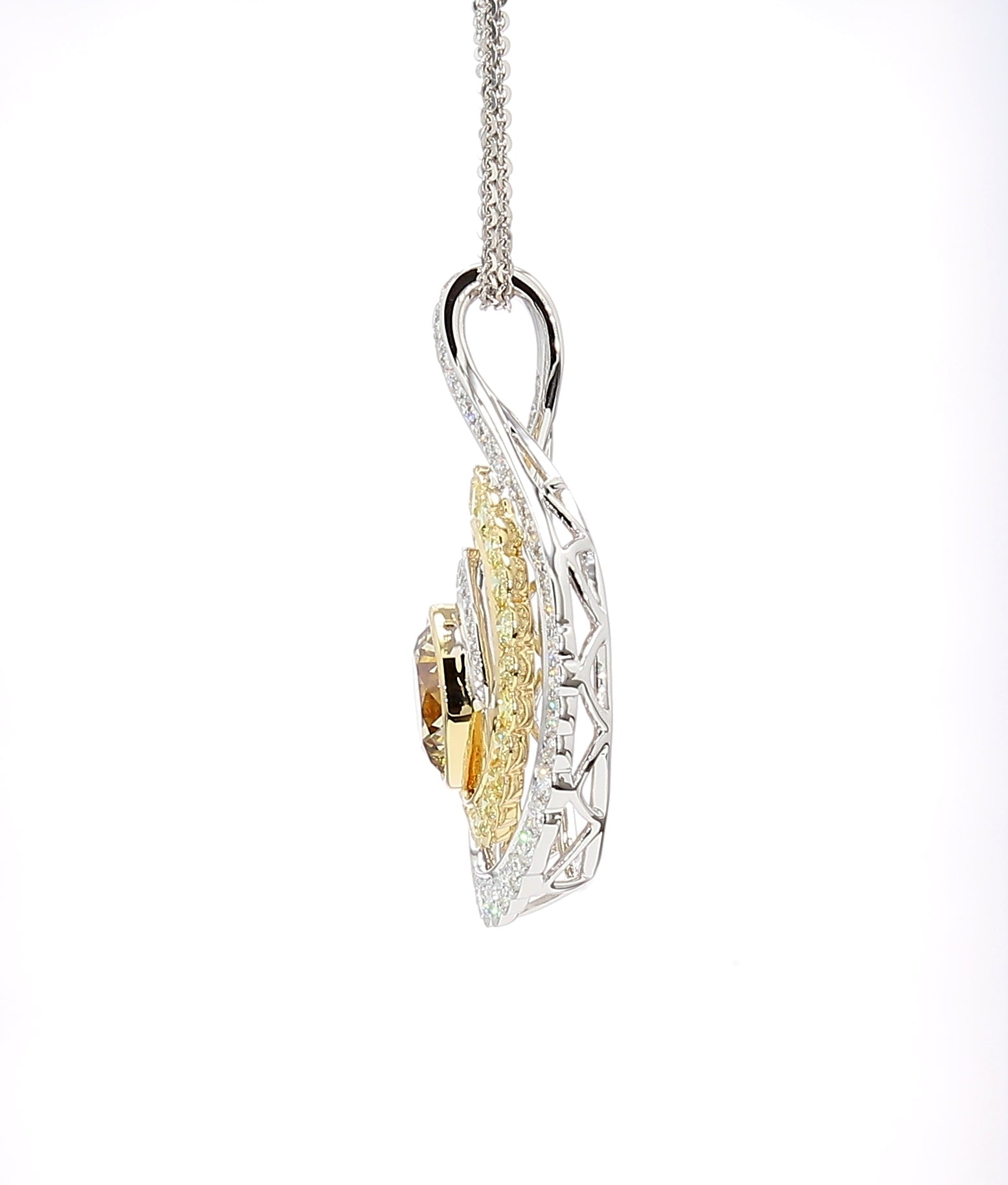 Natural Yellow Round Diamond Pendant Gia Certified