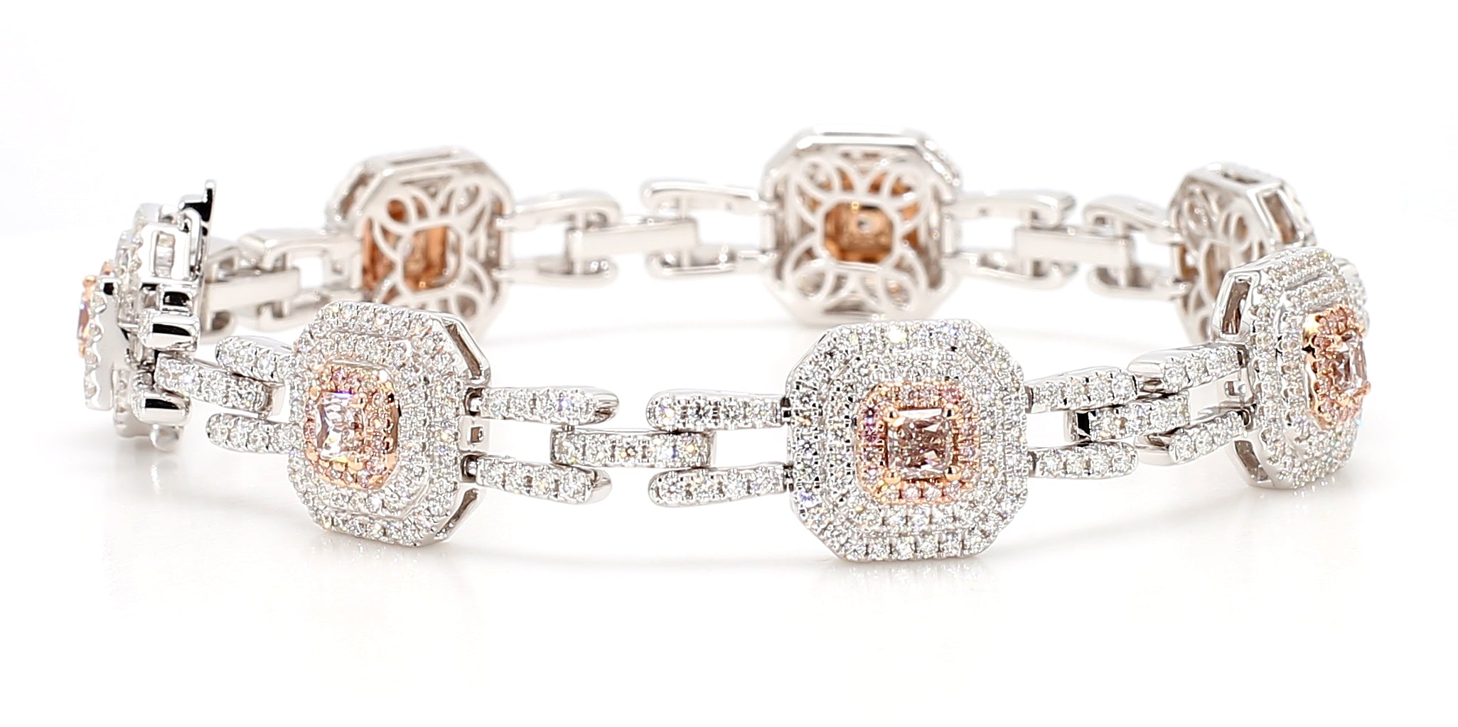 Natural Pink Radiant Diamond Bracelet Gia Certified