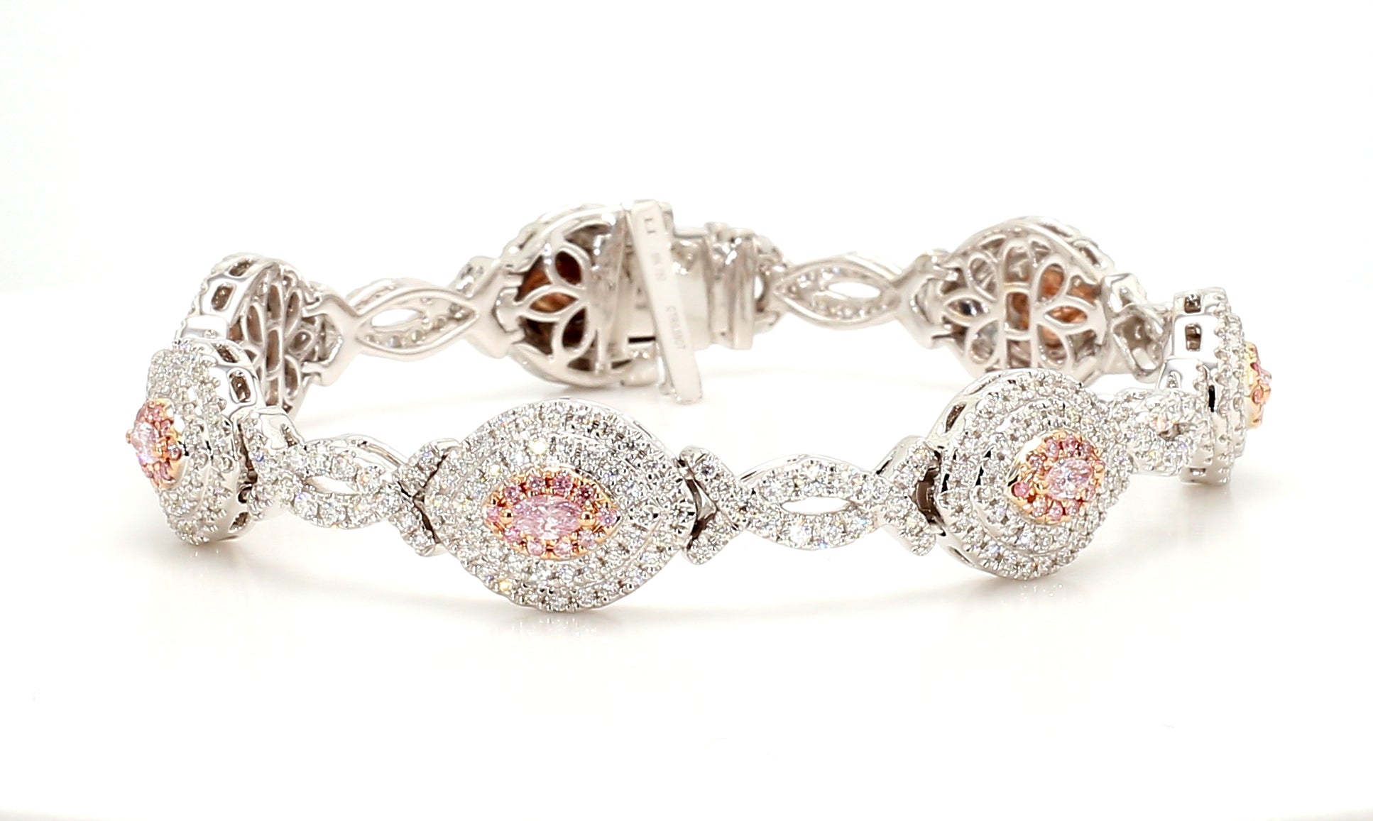 Natural Pink Marquise Diamond Bracelet Gia Certified