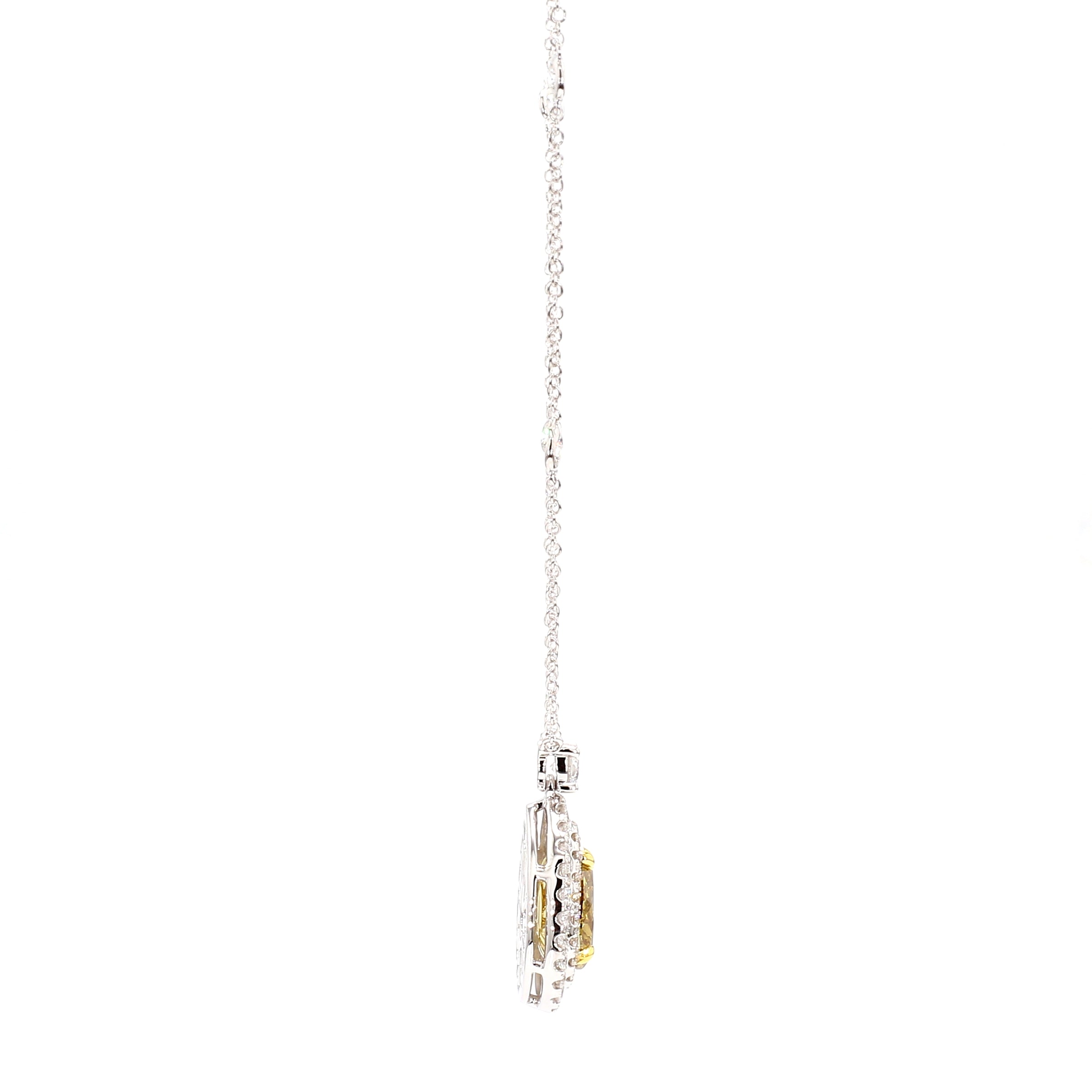 Natural Yellow Pear Diamond Necklace Gia CERTIFIED