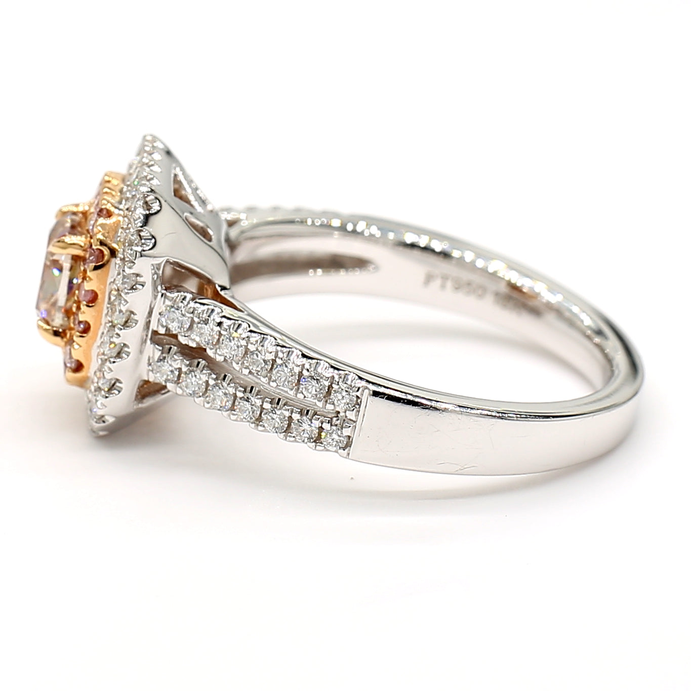 Natural Pink Cushion Diamond Ring Gia Certified