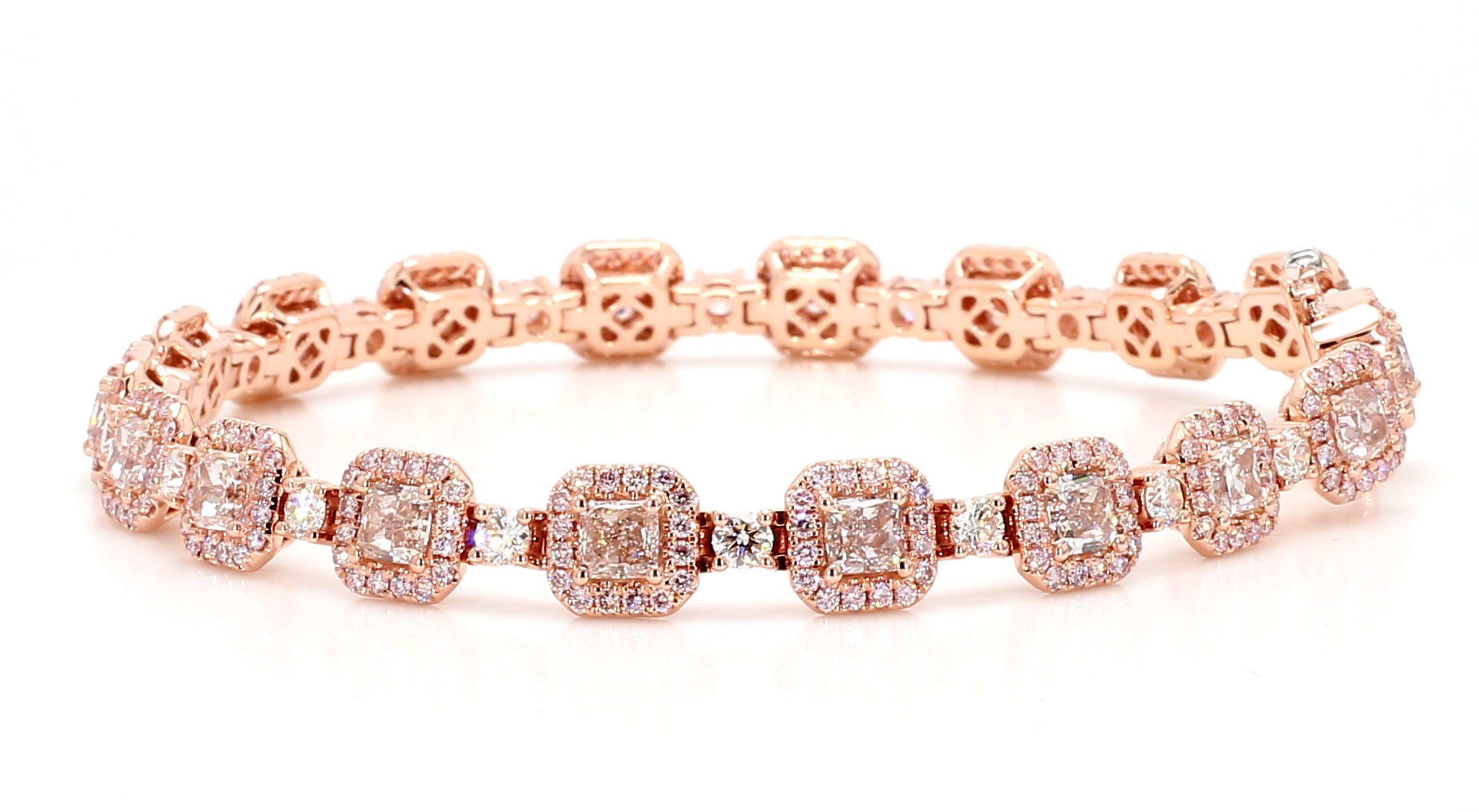 Natural Pink Cushion Diamond Bracelet Gia CERTIFIED