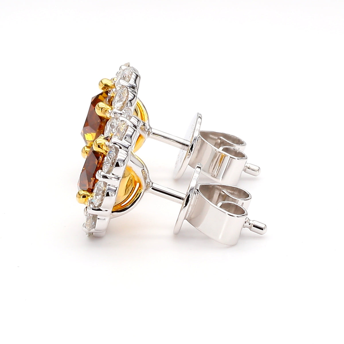 Natural Orange Round Diamond Earring | GIA Certified
