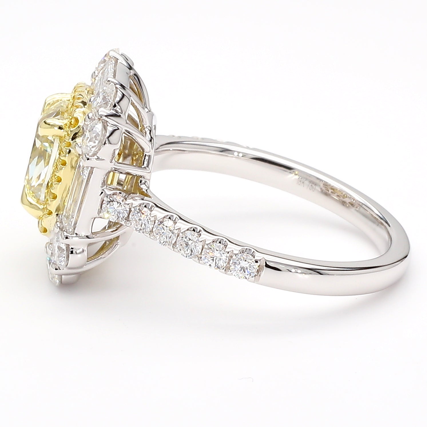 Natural Yellow Cushion Diamond Ring Gia Certified