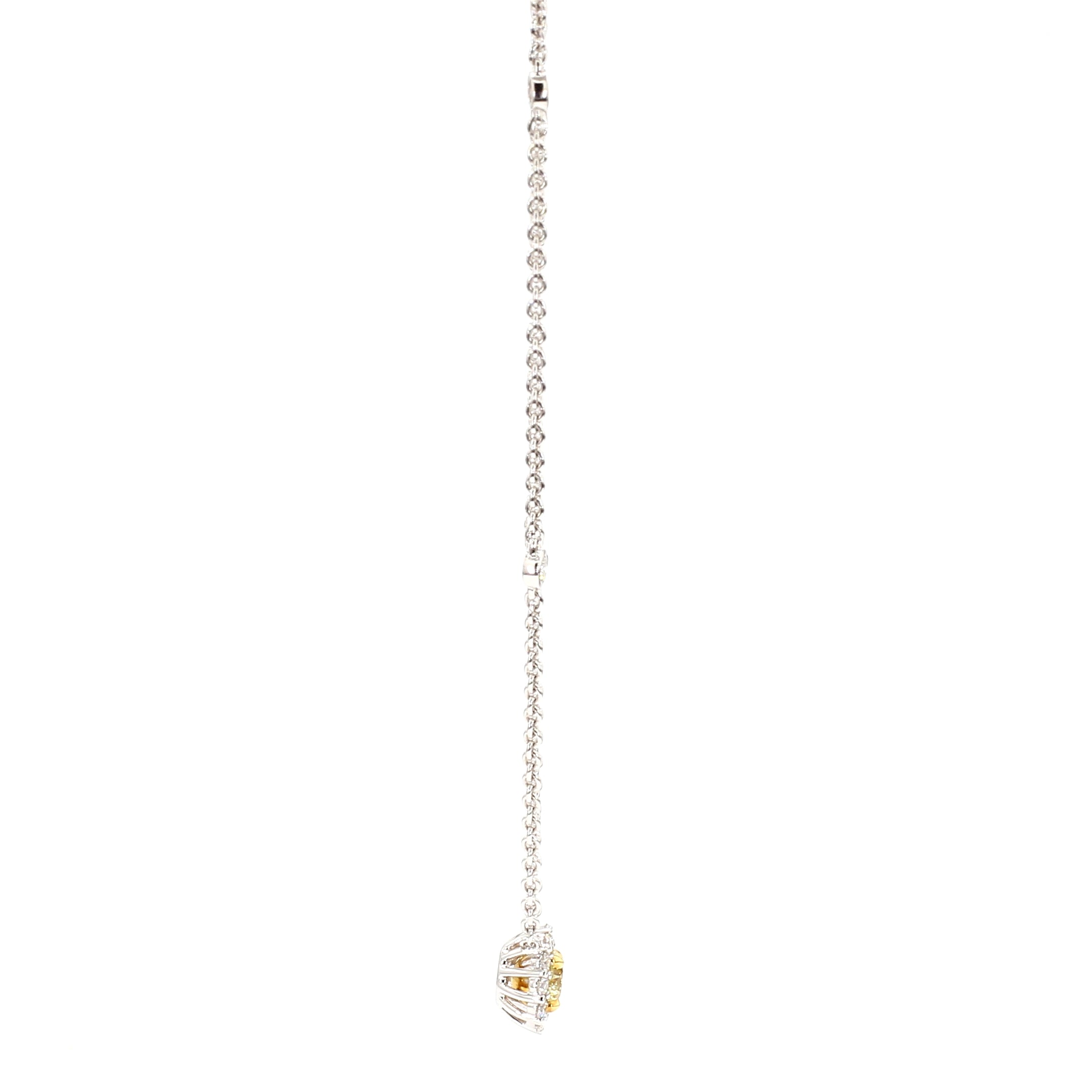 Natural Yellow Round Diamond Necklace Gia Certified