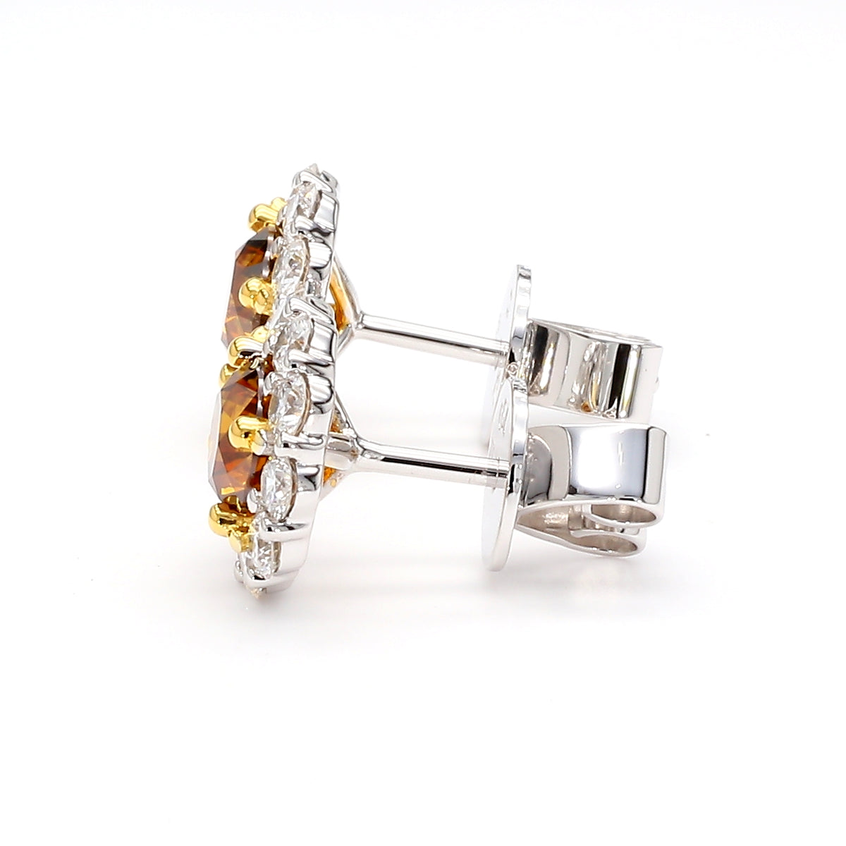 Natural Orange Round Diamond Earring | GIA Certified
