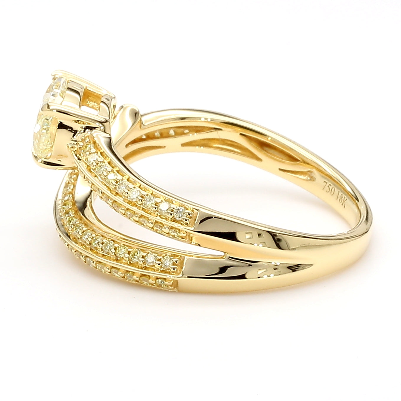 Natural Yellow Pear Diamond Ring