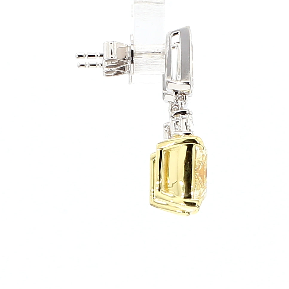 Natural Yellow Cushion Diamond Earring Gia Certified