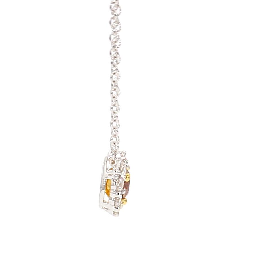 Natural Orange Round Diamond Necklace | GIA Certified