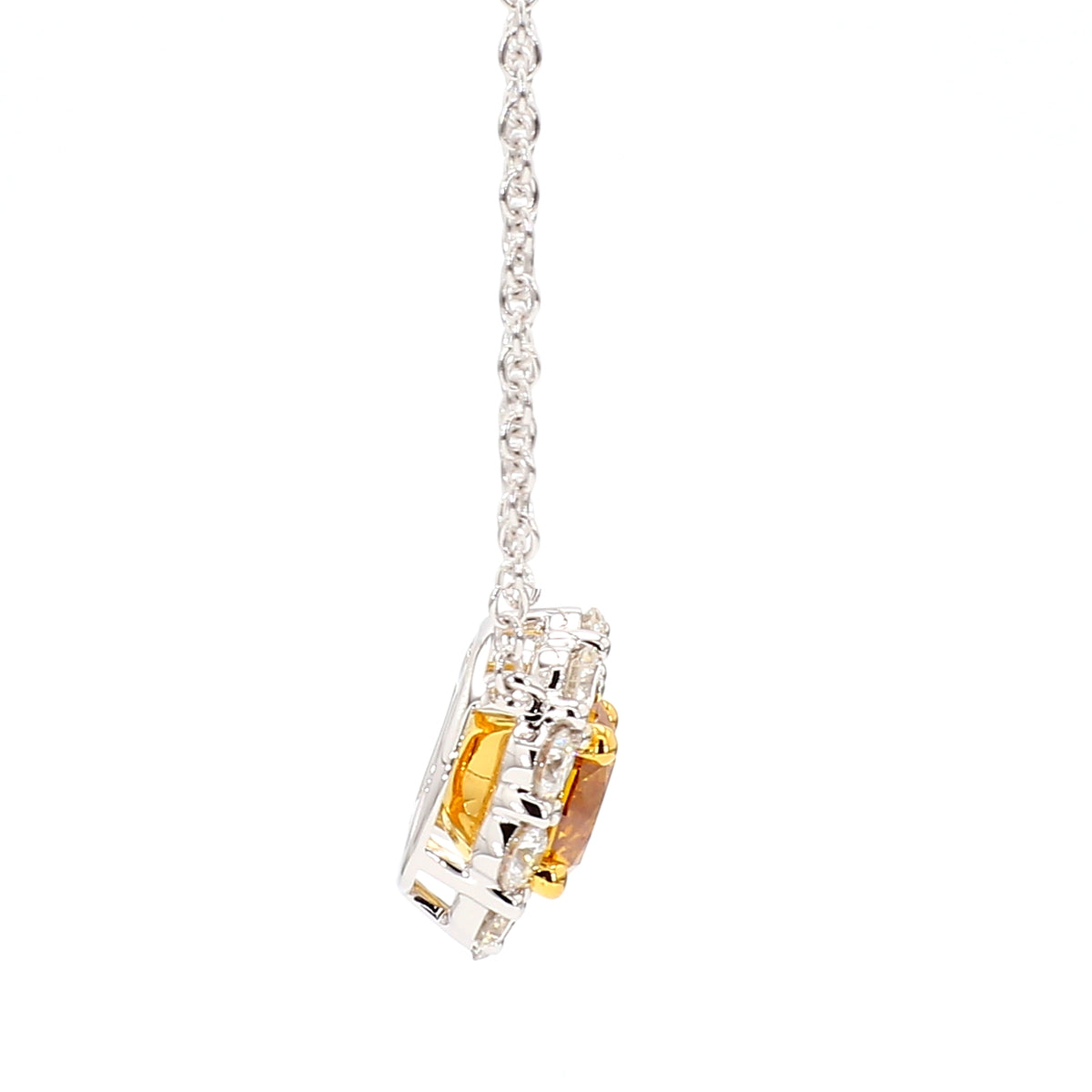 Natural Orange Round Diamond Necklace | GIA Certified