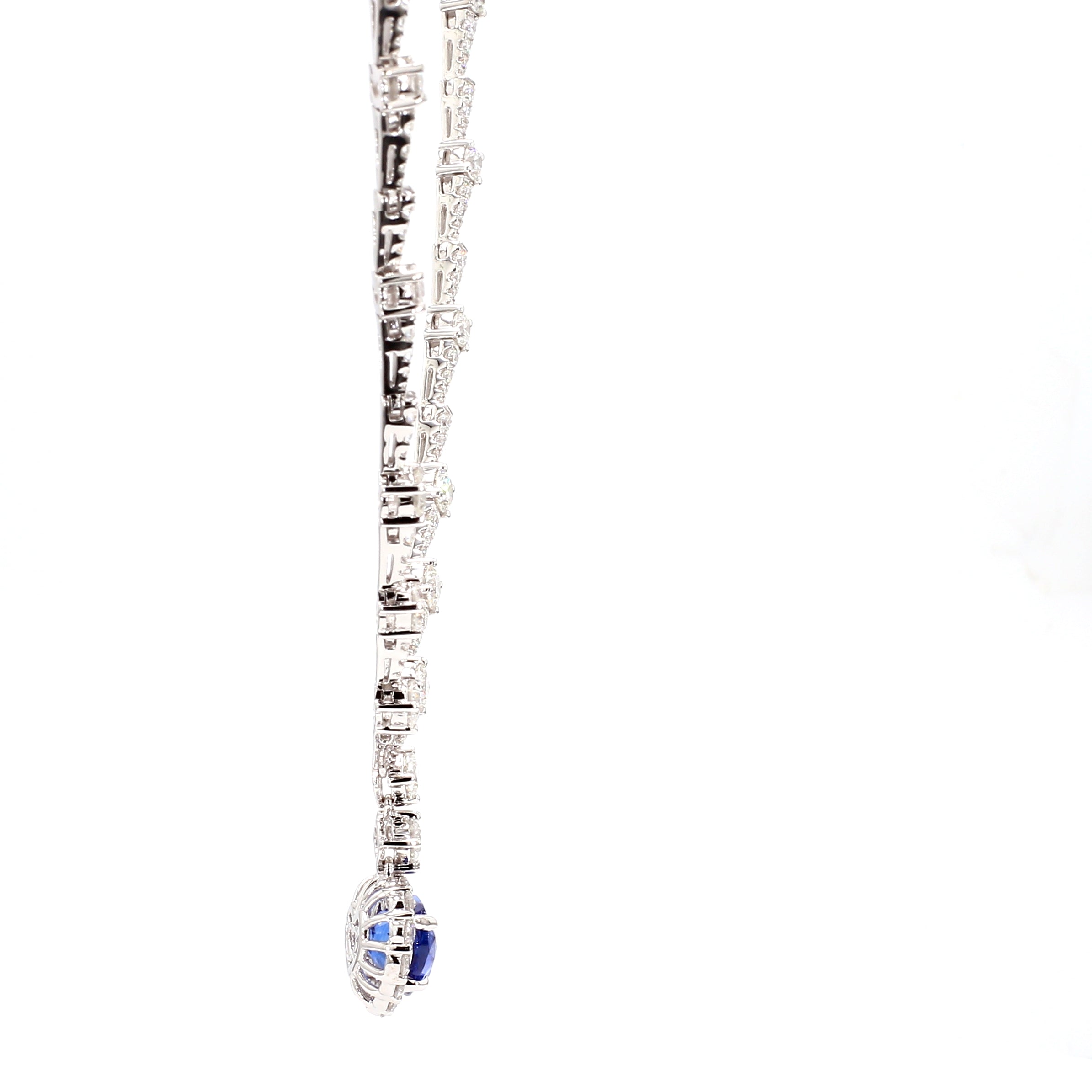 Natural Blue Heart Sapphire & White Diamond Necklace Gia CERTIFIED