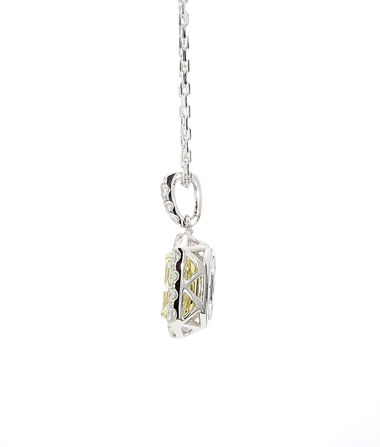 Natural Yellow Radiant Diamond Pendant Gia Certified