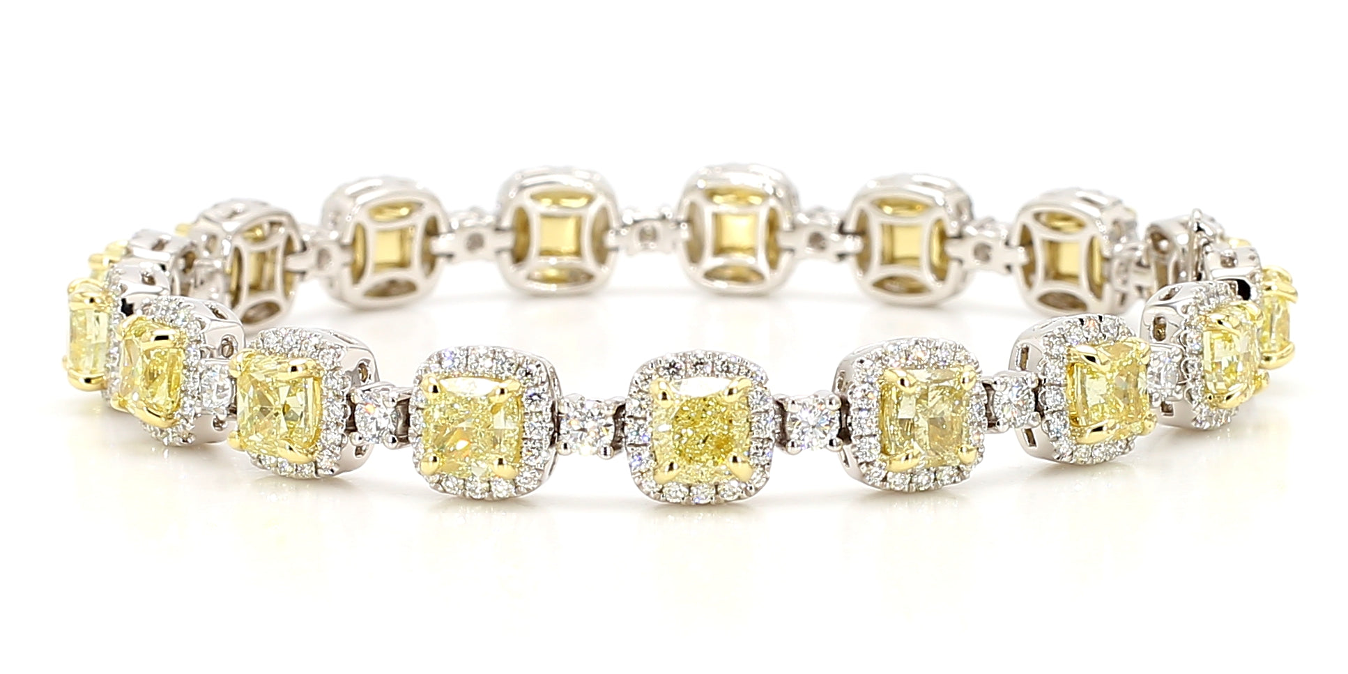 Natural Yellow Cushion Diamond Bracelet Gia Certified