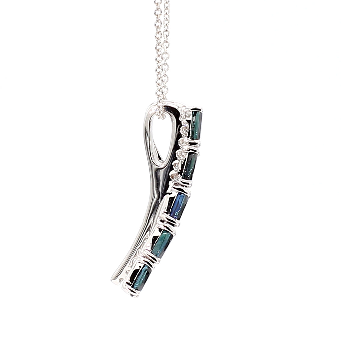 Natural Blue Oval Sapphire & White Diamond PENDANT