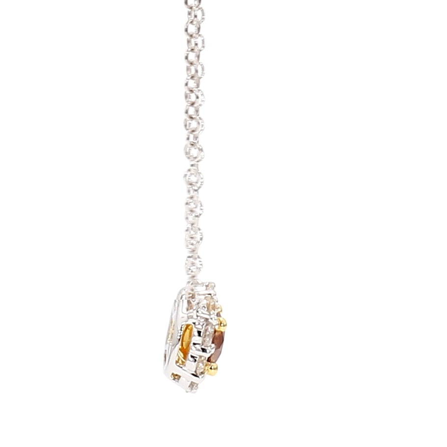 Natural Orange Round Diamond Necklace | GIA Certified