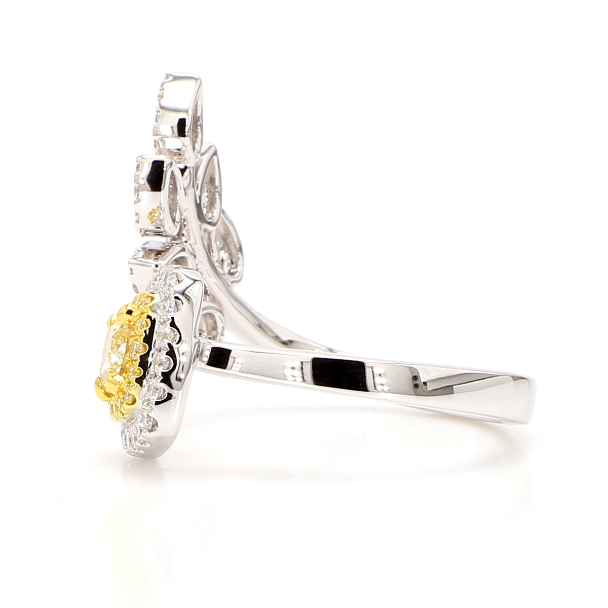 Natural Yellow Cushion Diamond Ring | GIA Certified