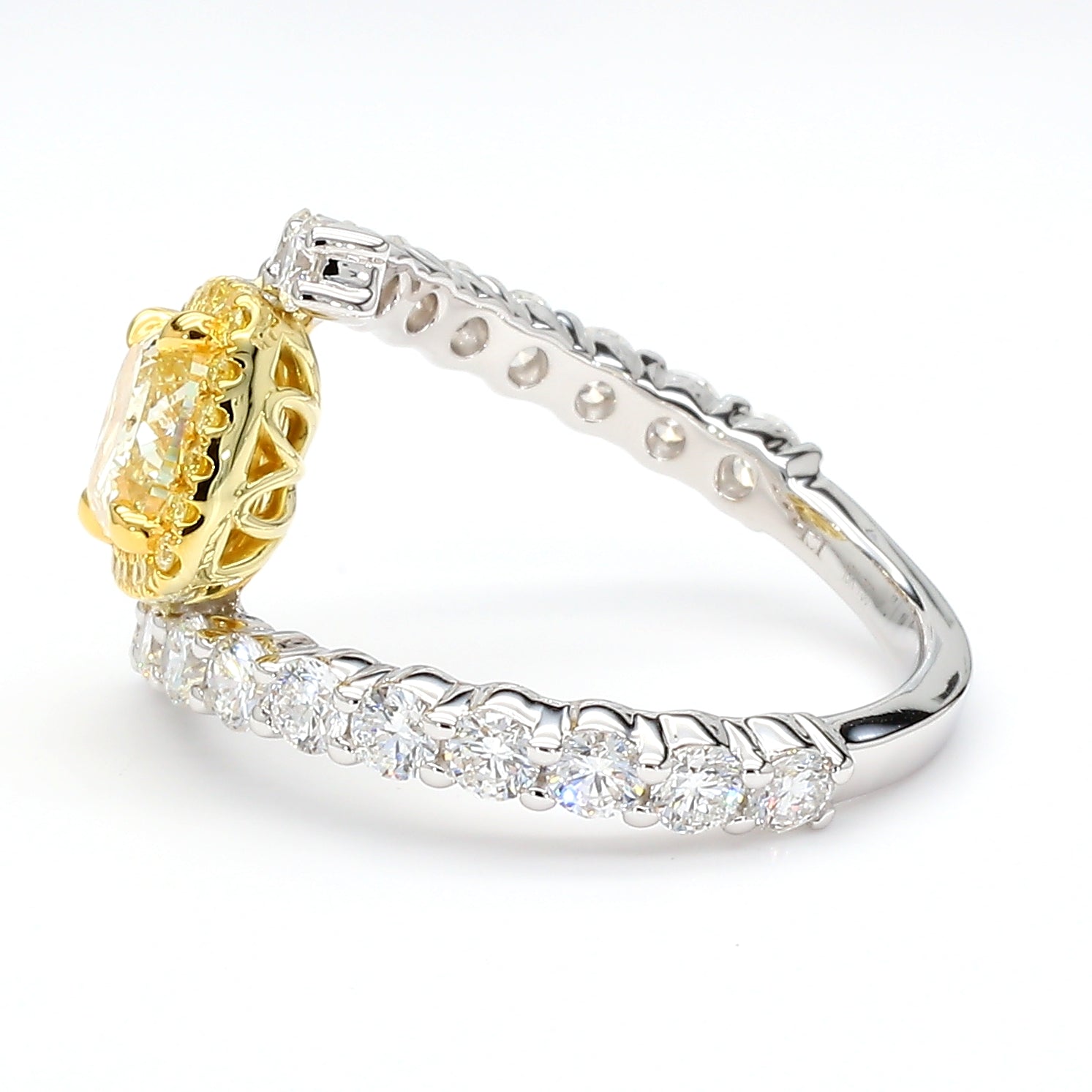 Natural Yellow Cushion Diamond Ring Gia Certified