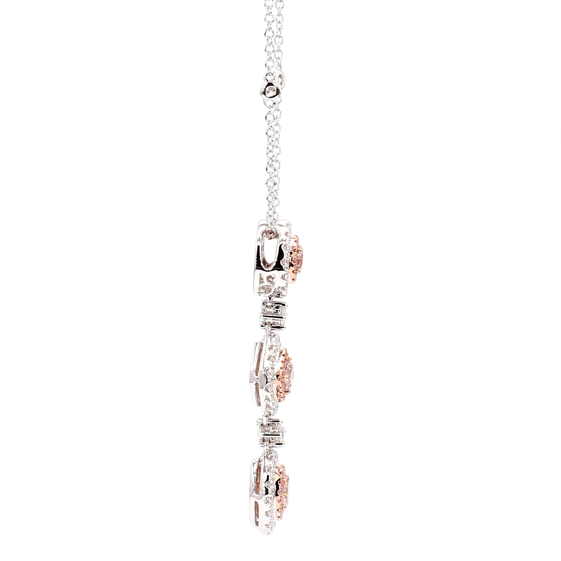 Natural Pink Round Diamond Necklace Gia Certified
