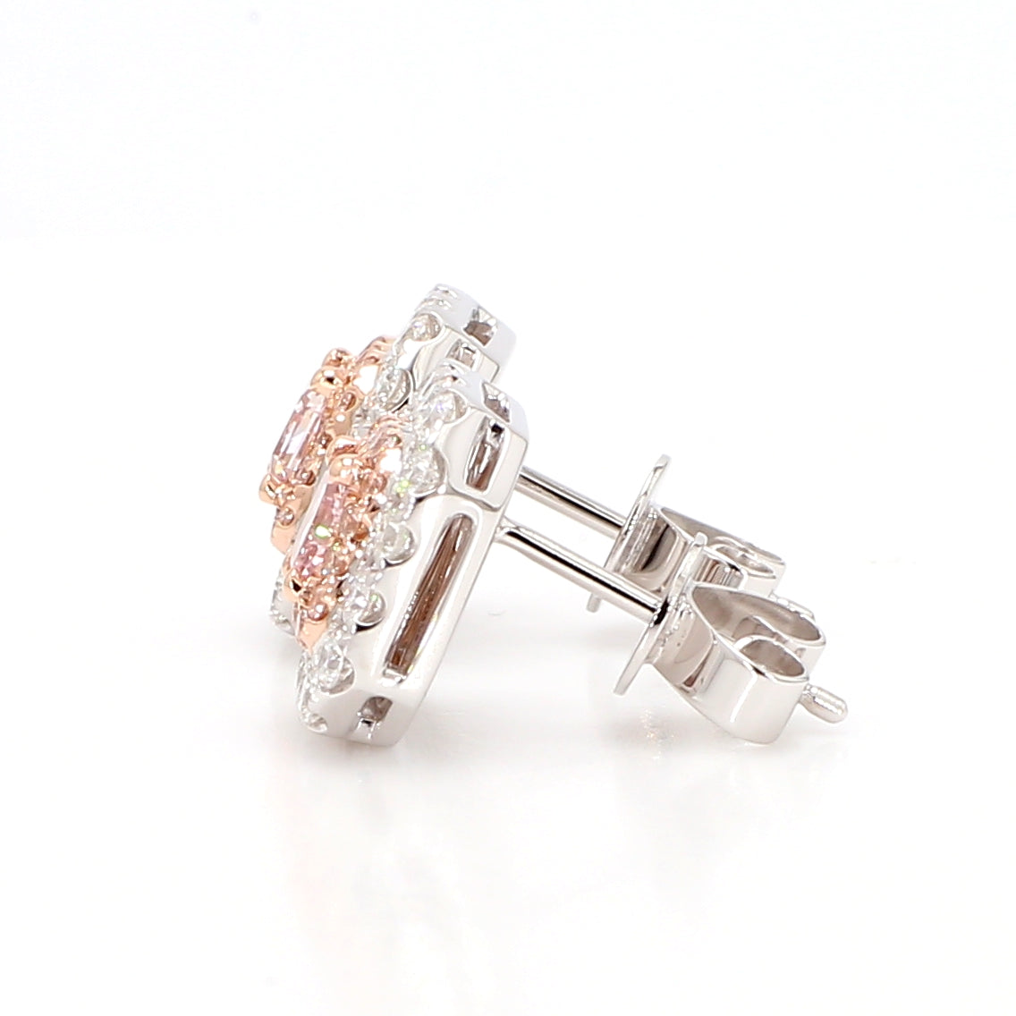 Natural Pink Radiant Diamond Earring Gia Certified