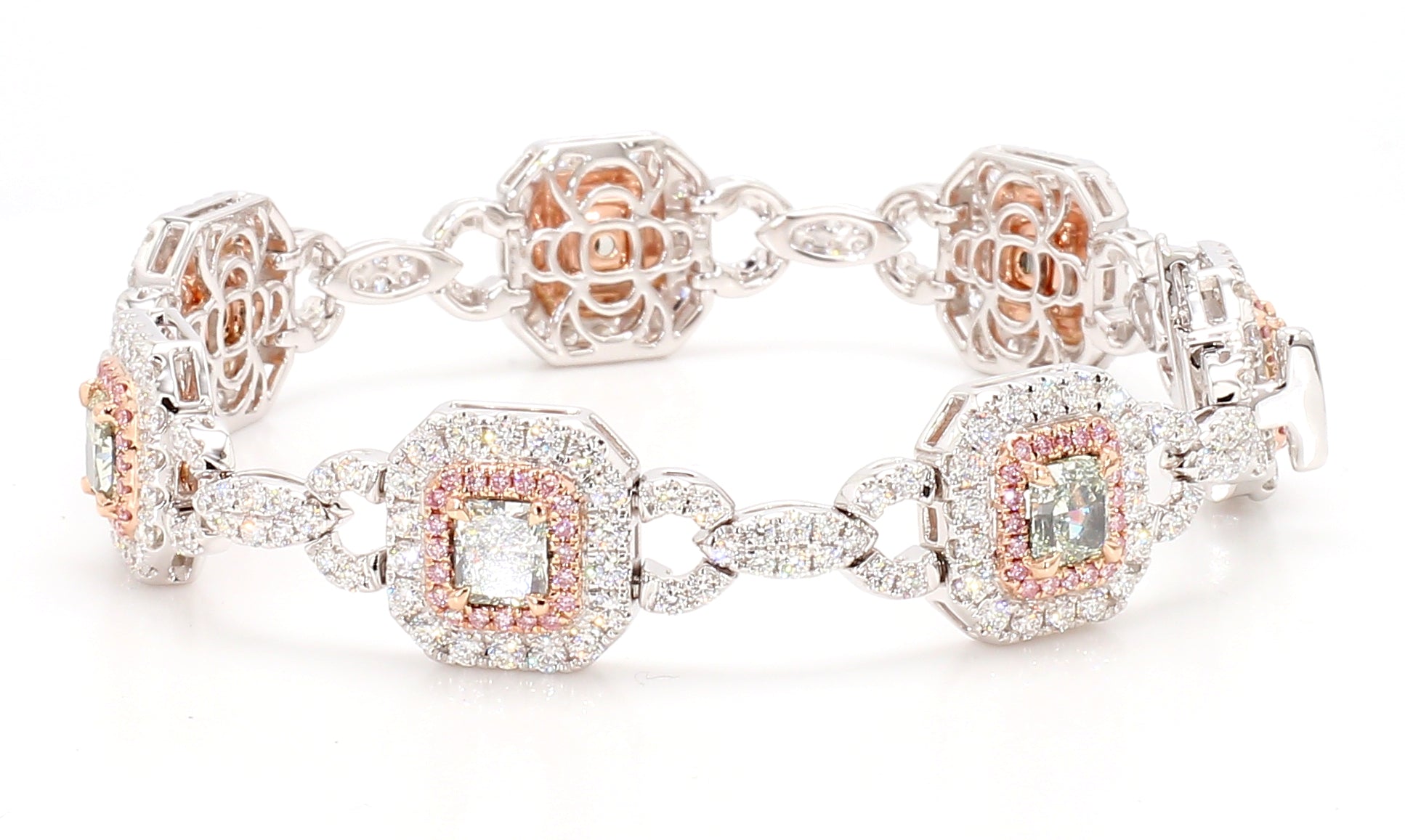 Natural Green Radiant Diamond Bracelet Gia Certified