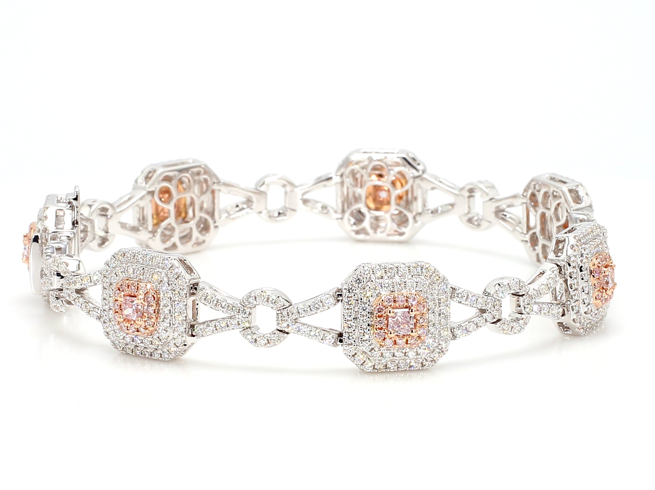 Natural Pink Radiant Diamond Bracelet Gia Certified