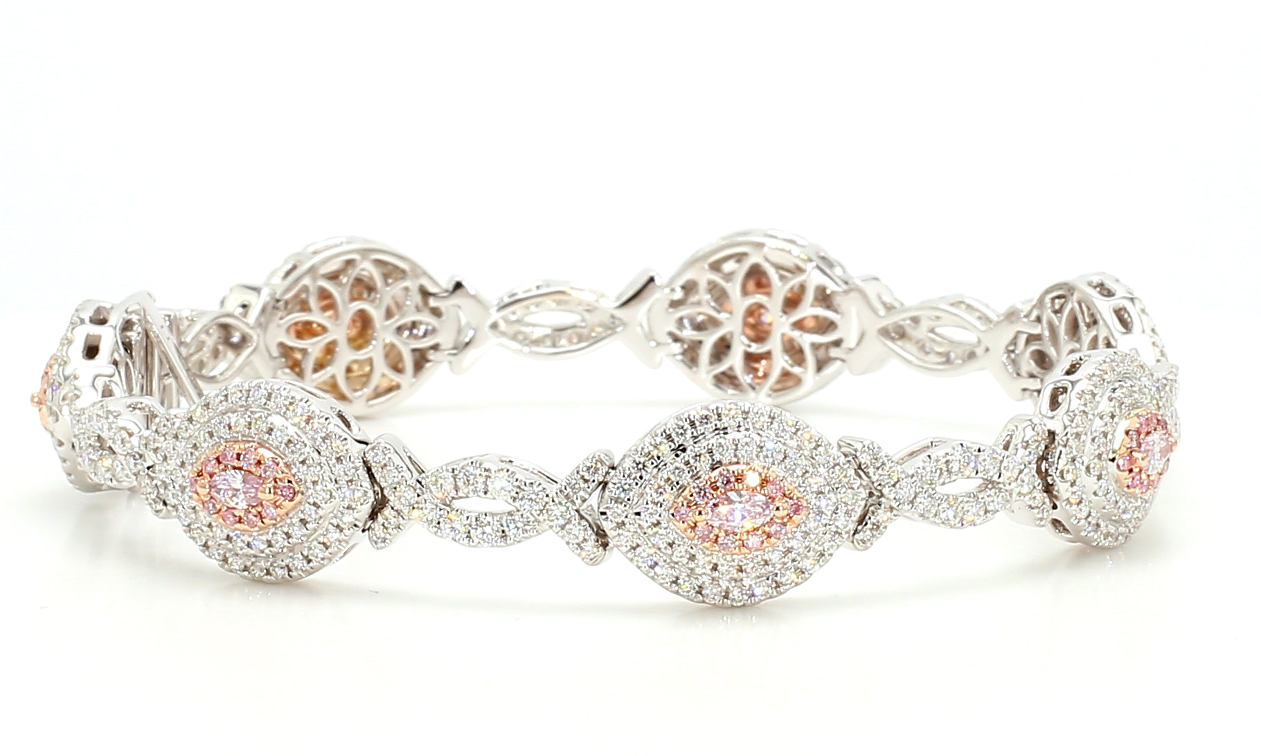 Natural Pink Marquise Diamond Bracelet Gia Certified