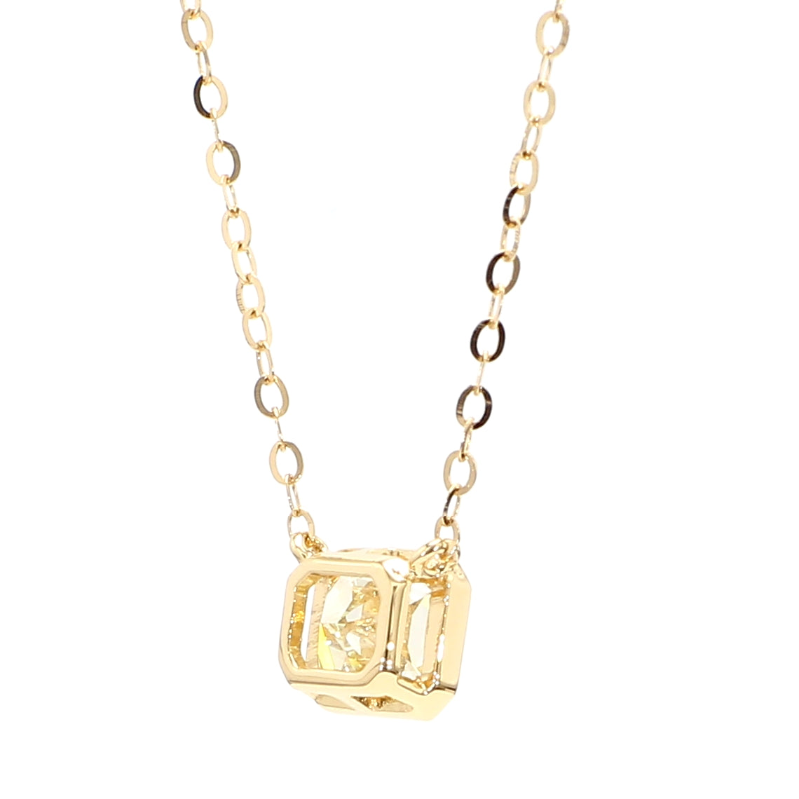 Natural Yellow Radiant Diamond Necklace Gia CERTIFIED