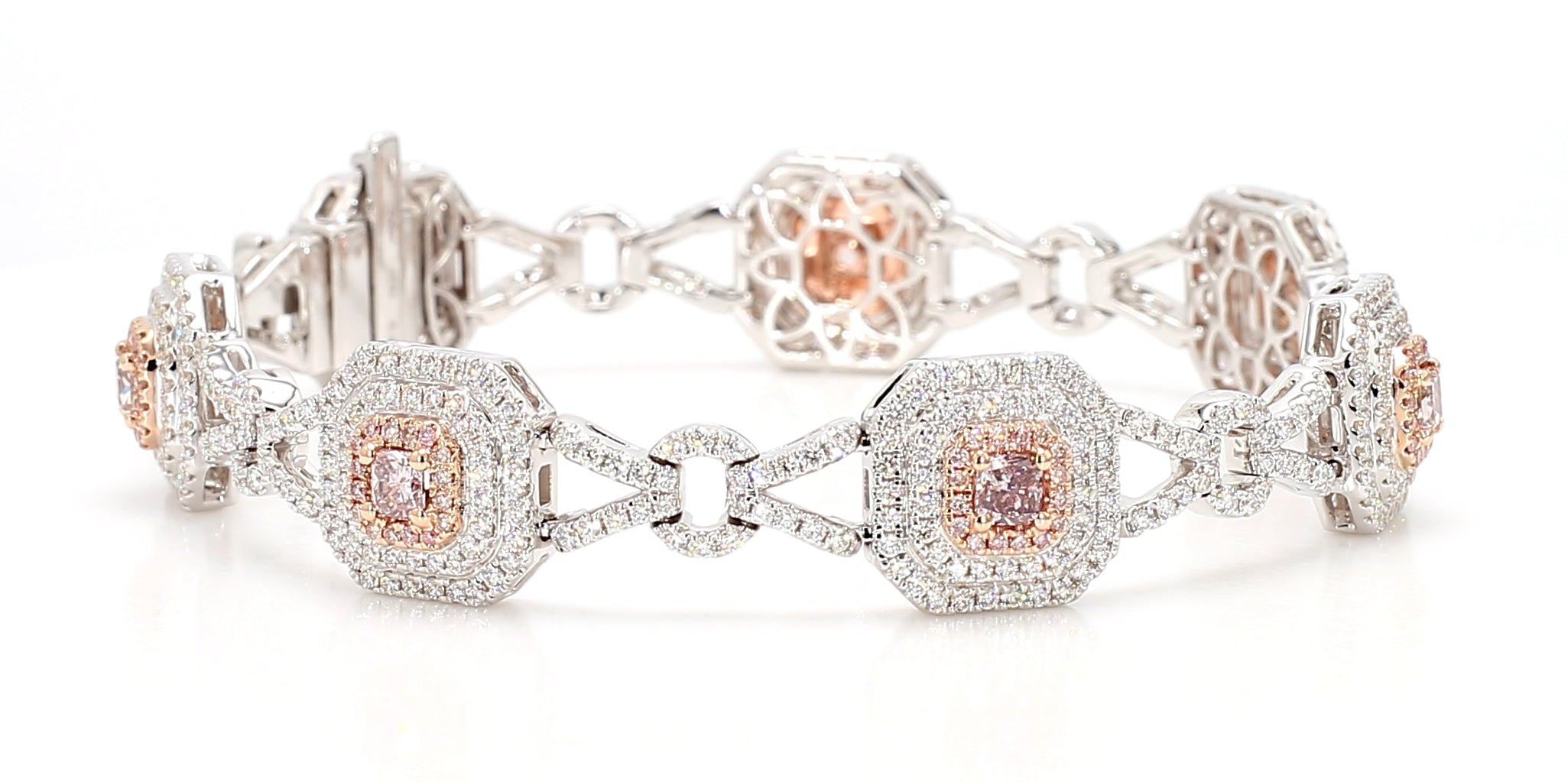 Natural Pink Radiant Diamond Bracelet Gia Certified