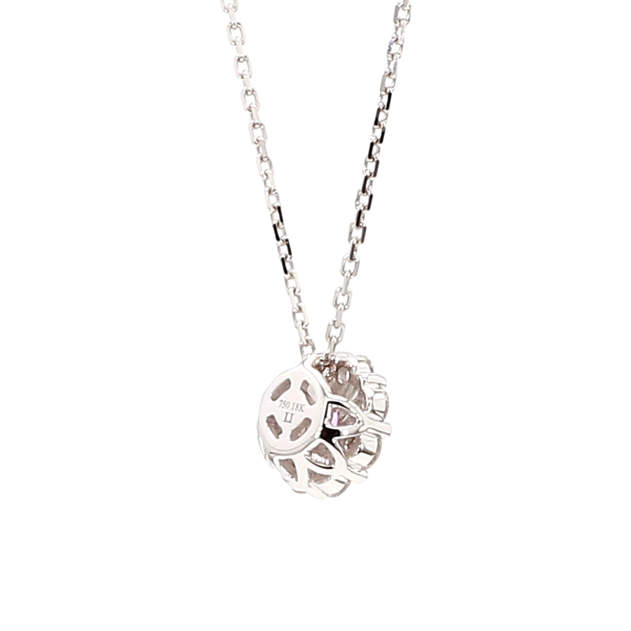 Natural Blue Round Sapphire & White Diamond Pendant