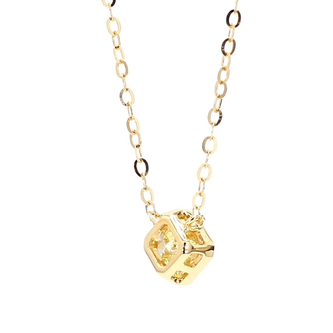 Natural Yellow Radiant Diamond Necklace Gia Certified
