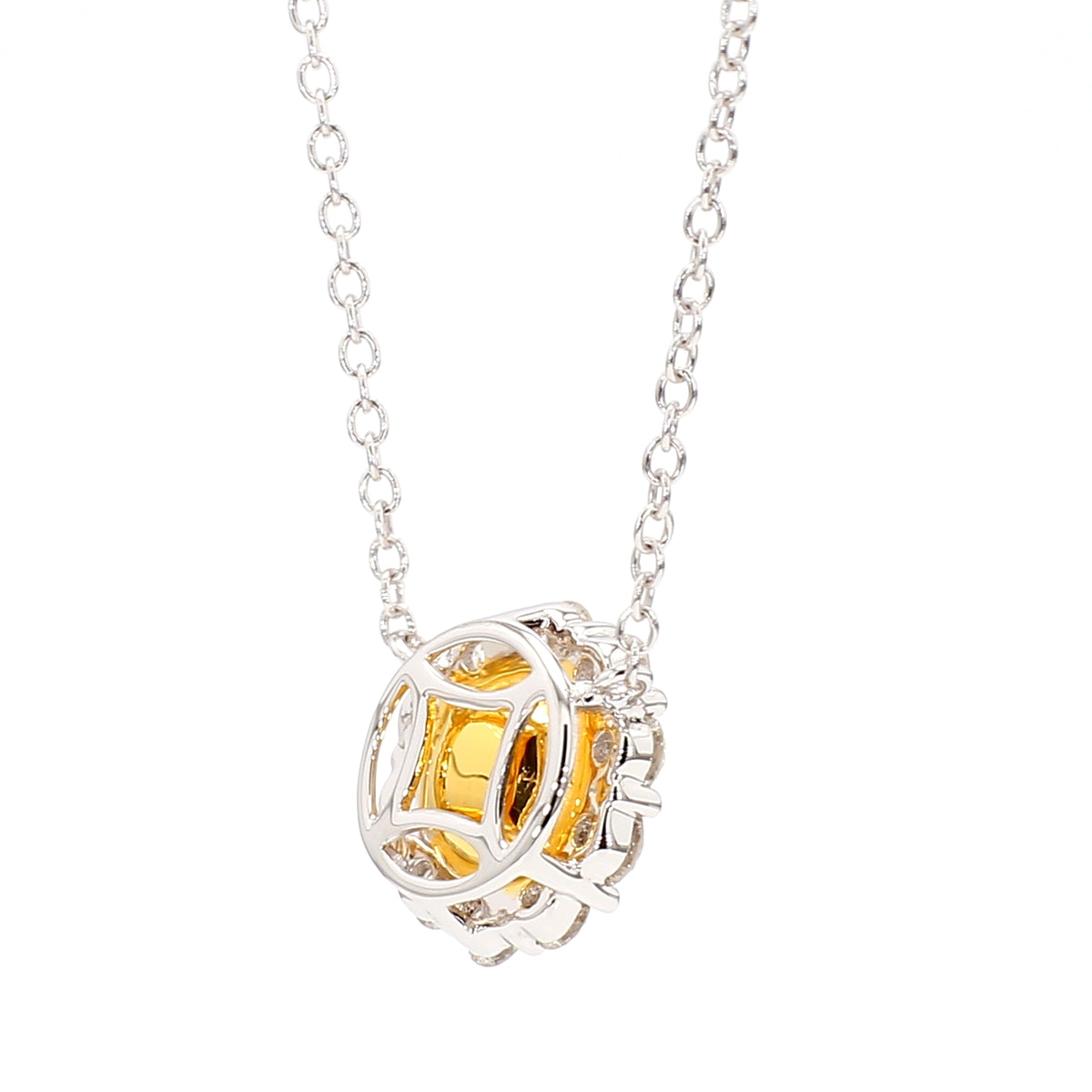 Natural Orange Round Diamond Necklace | GIA Certified