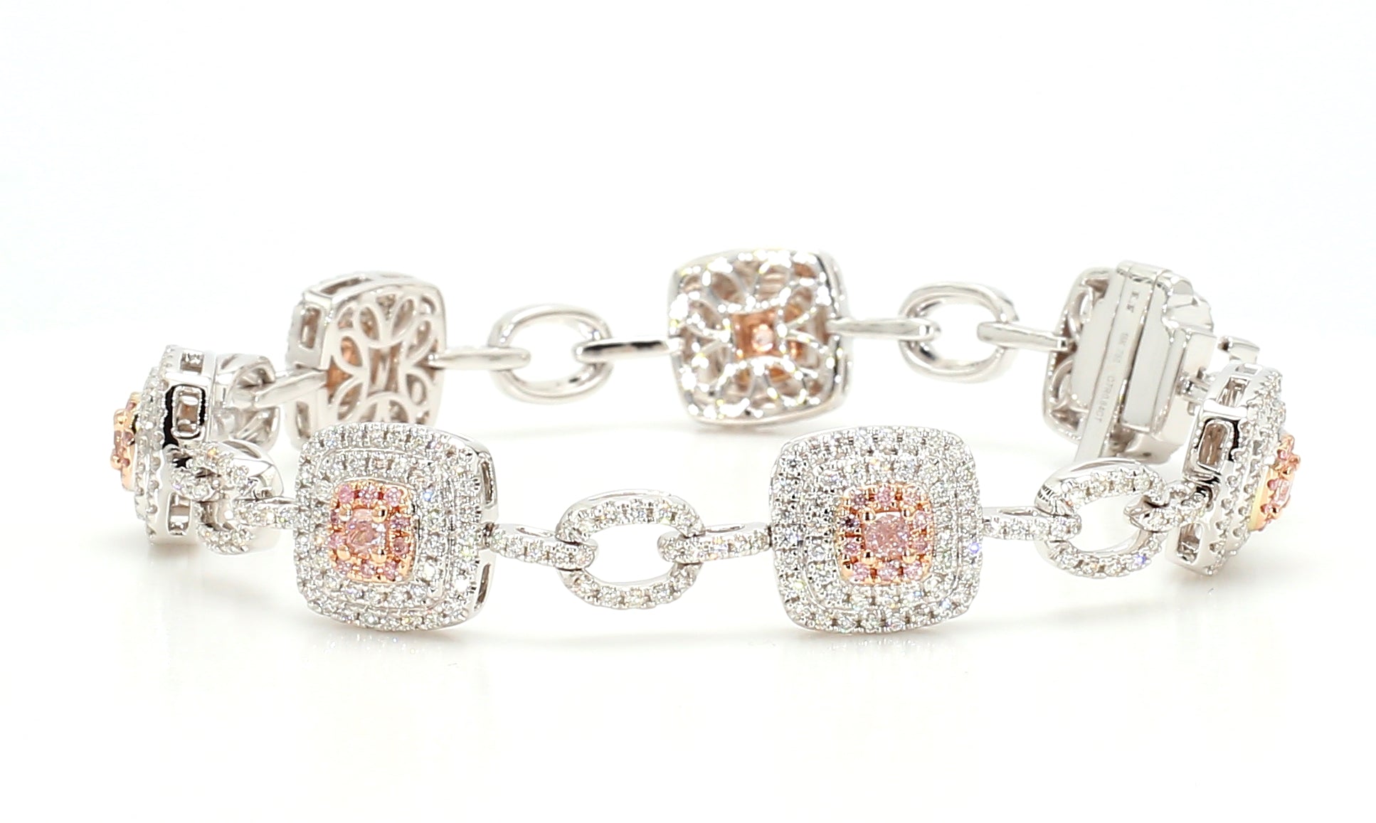 Natural Pink Cushion Diamond Bracelet Gia Certified