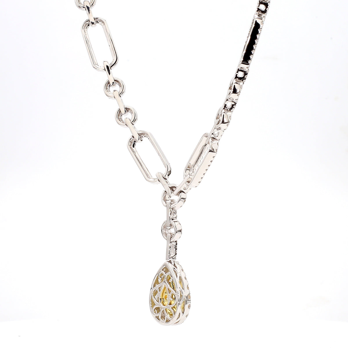 Natural Yellow Pear Diamond Necklace | GIA Certified