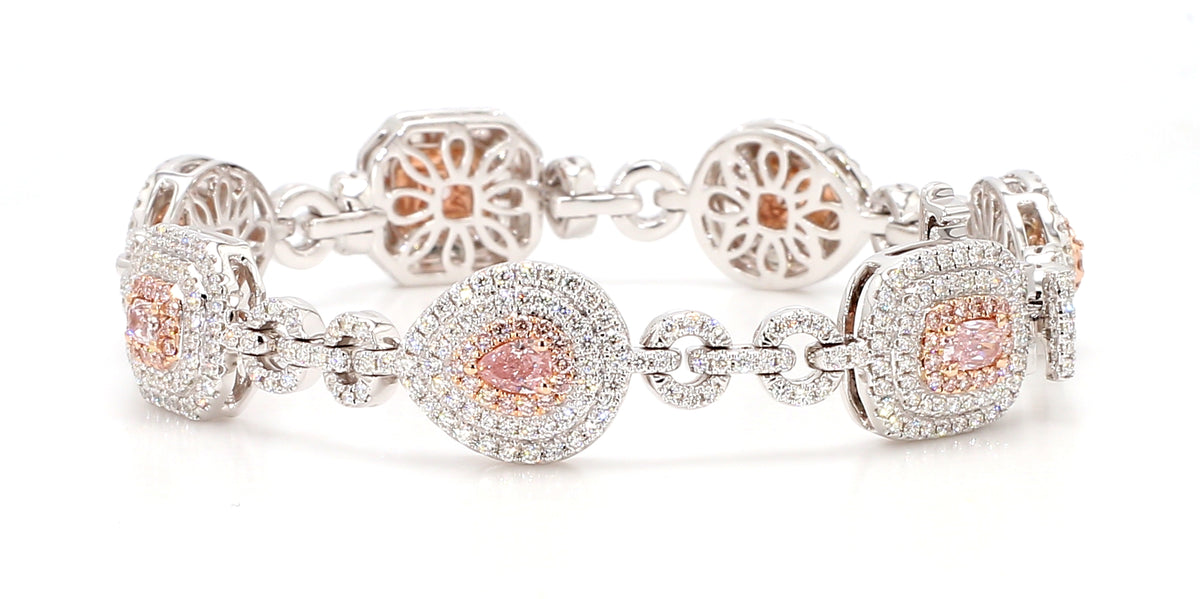Natural Pink Pear Diamond Bracelet | GIA Certified