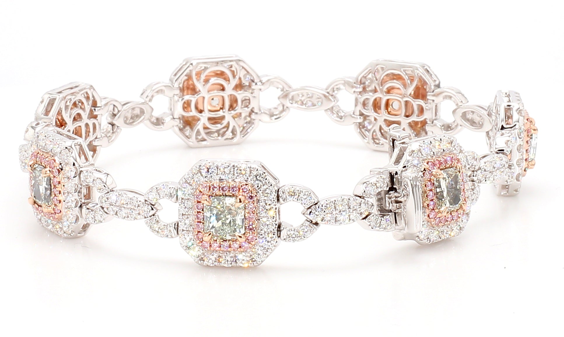 Natural Green Radiant Diamond Bracelet Gia Certified