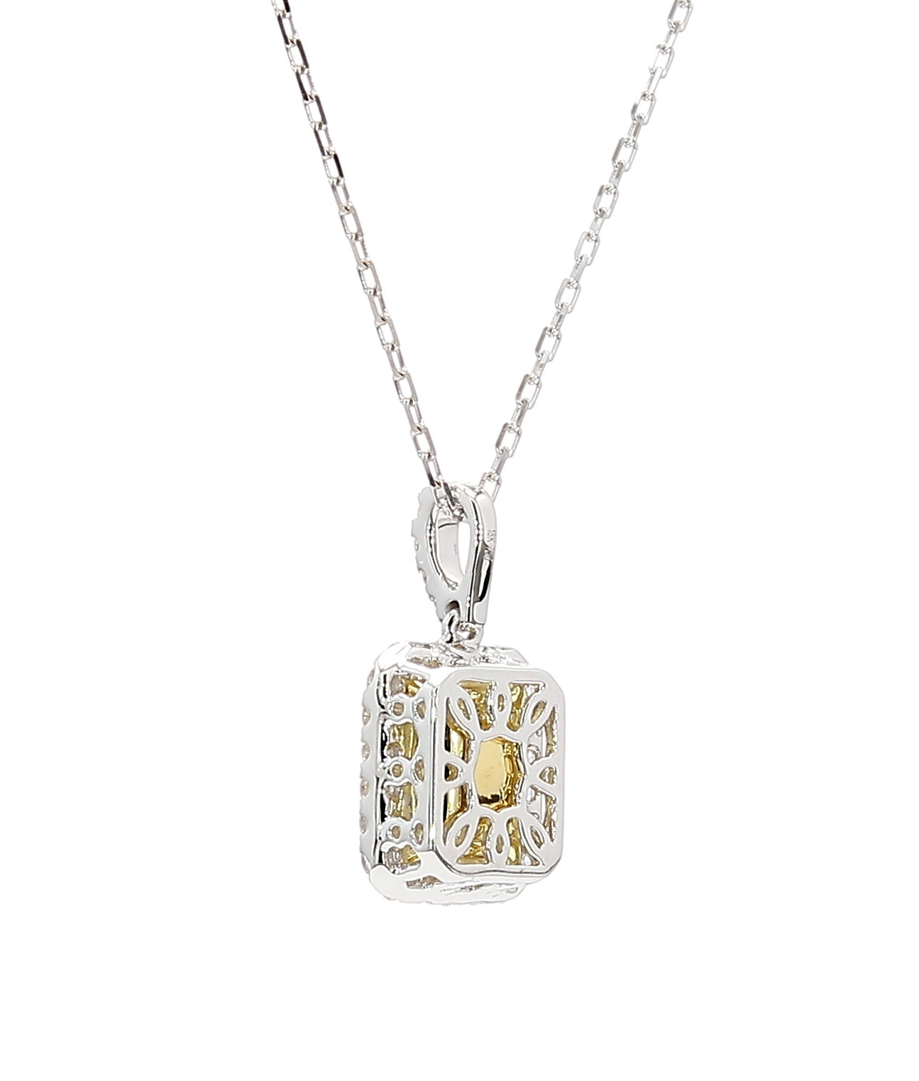 Natural Yellow Radiant Diamond Pendant Gia Certified