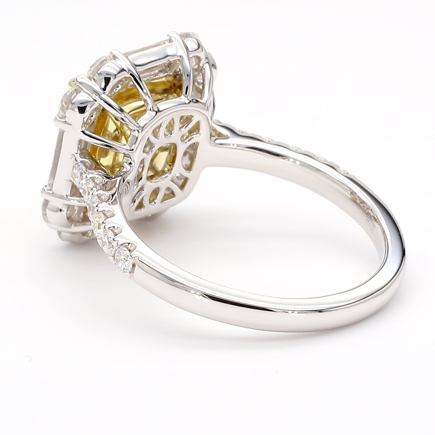 Natural Yellow Cushion Diamond Ring Gia Certified