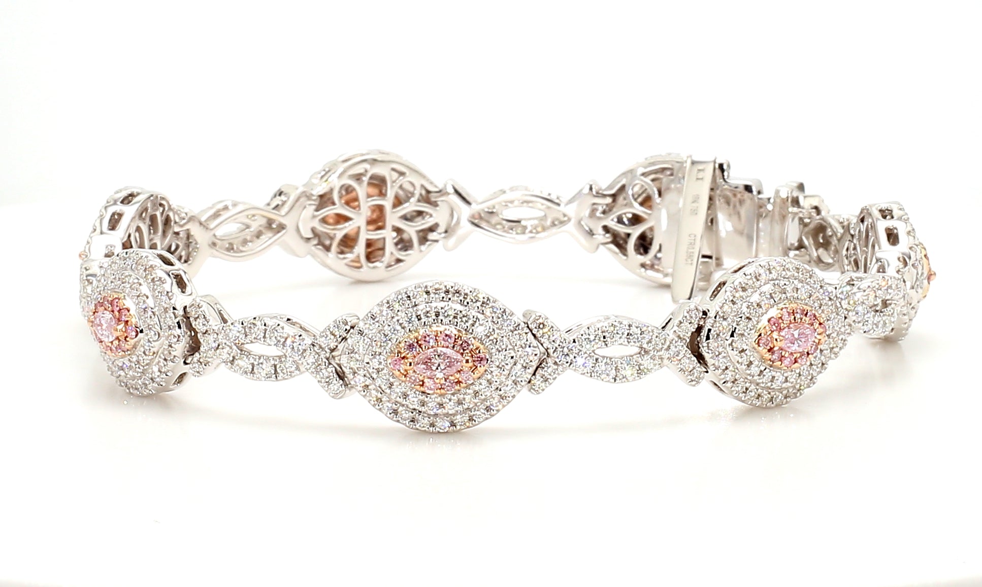 Natural Pink Marquise Diamond Bracelet Gia Certified