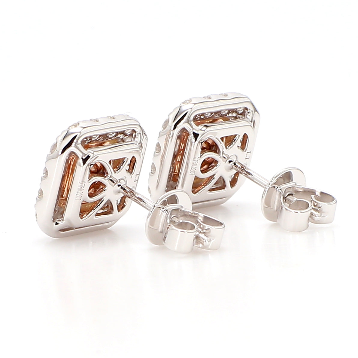 Natural Pink Radiant Diamond Earring Gia Certified