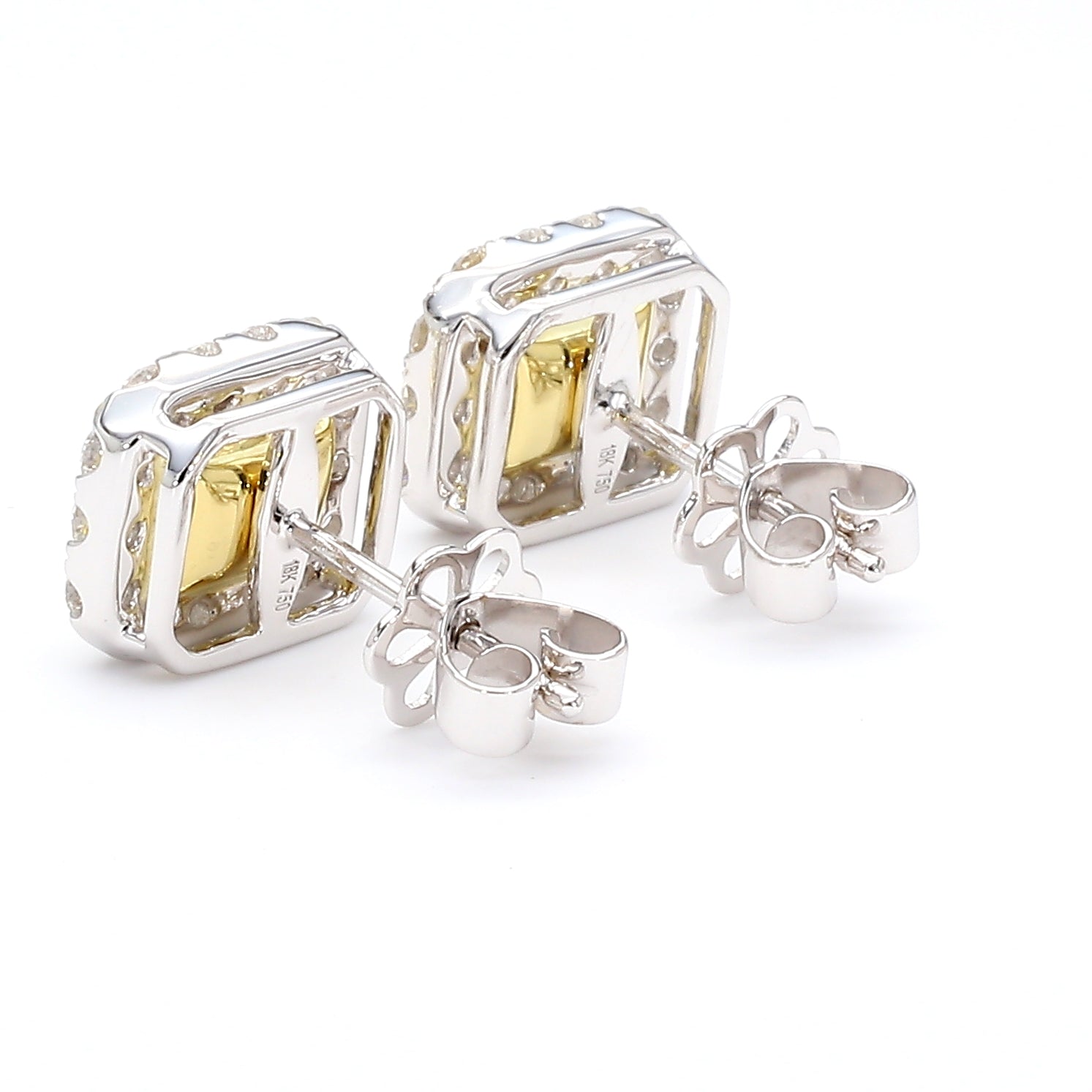 Natural Yellow Radiant Diamond Earring Gia Certified