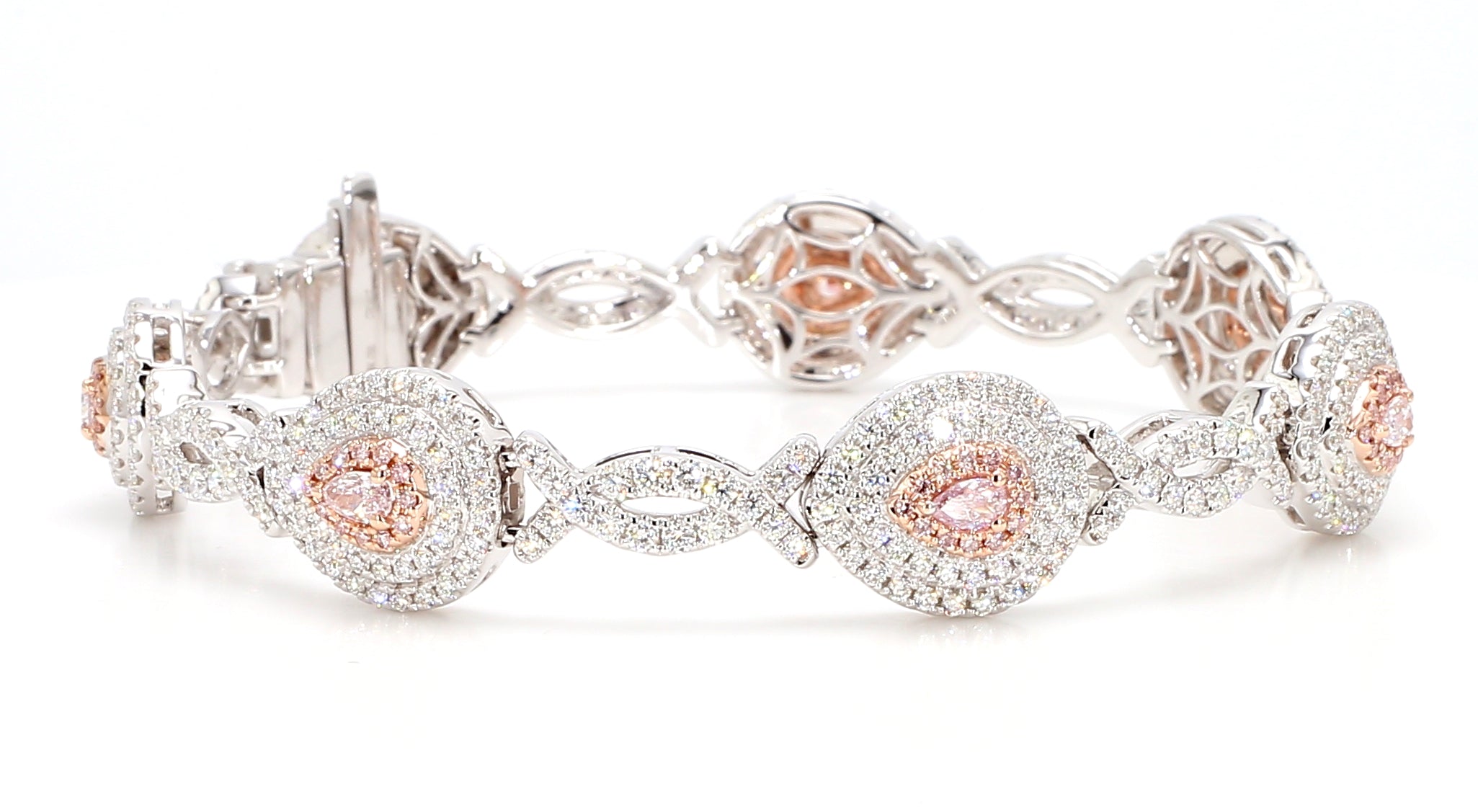 Natural Pink Pear Diamond Bracelet Gia Certified