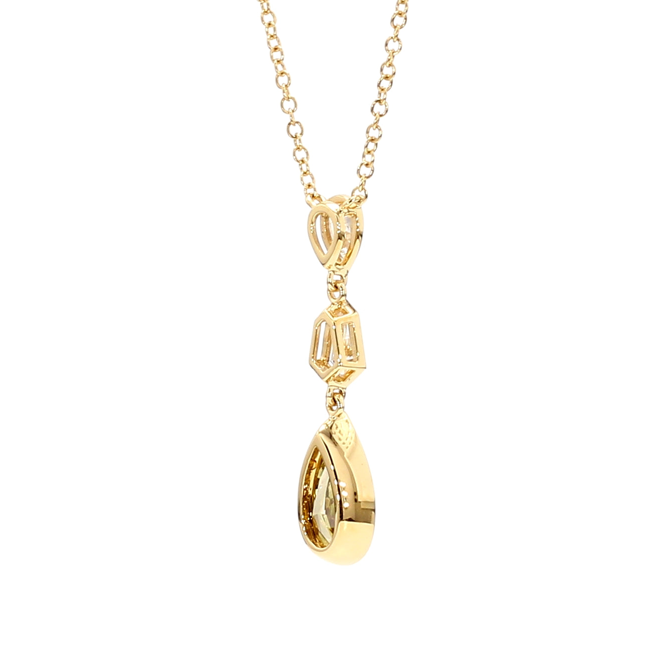 Natural Green Pear Diamond Necklace Gia Certified