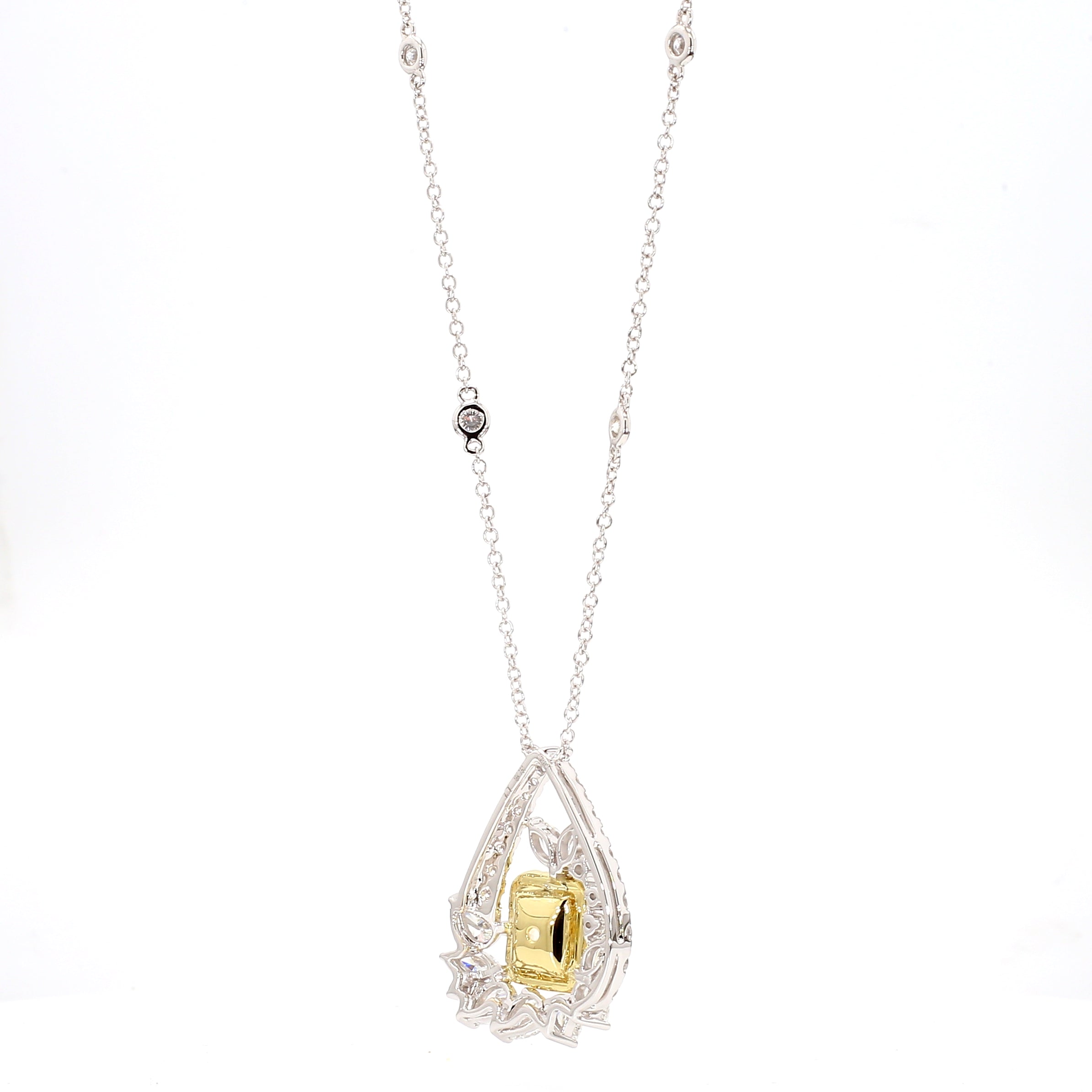 Natural Yellow Radiant Diamond Necklace Gia Certified
