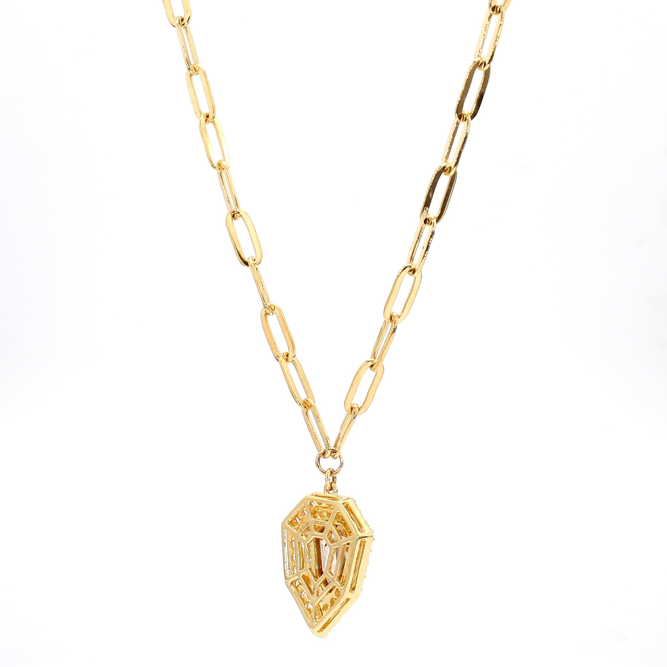 Natural Orange Shield Diamond Necklace | GIA Certified