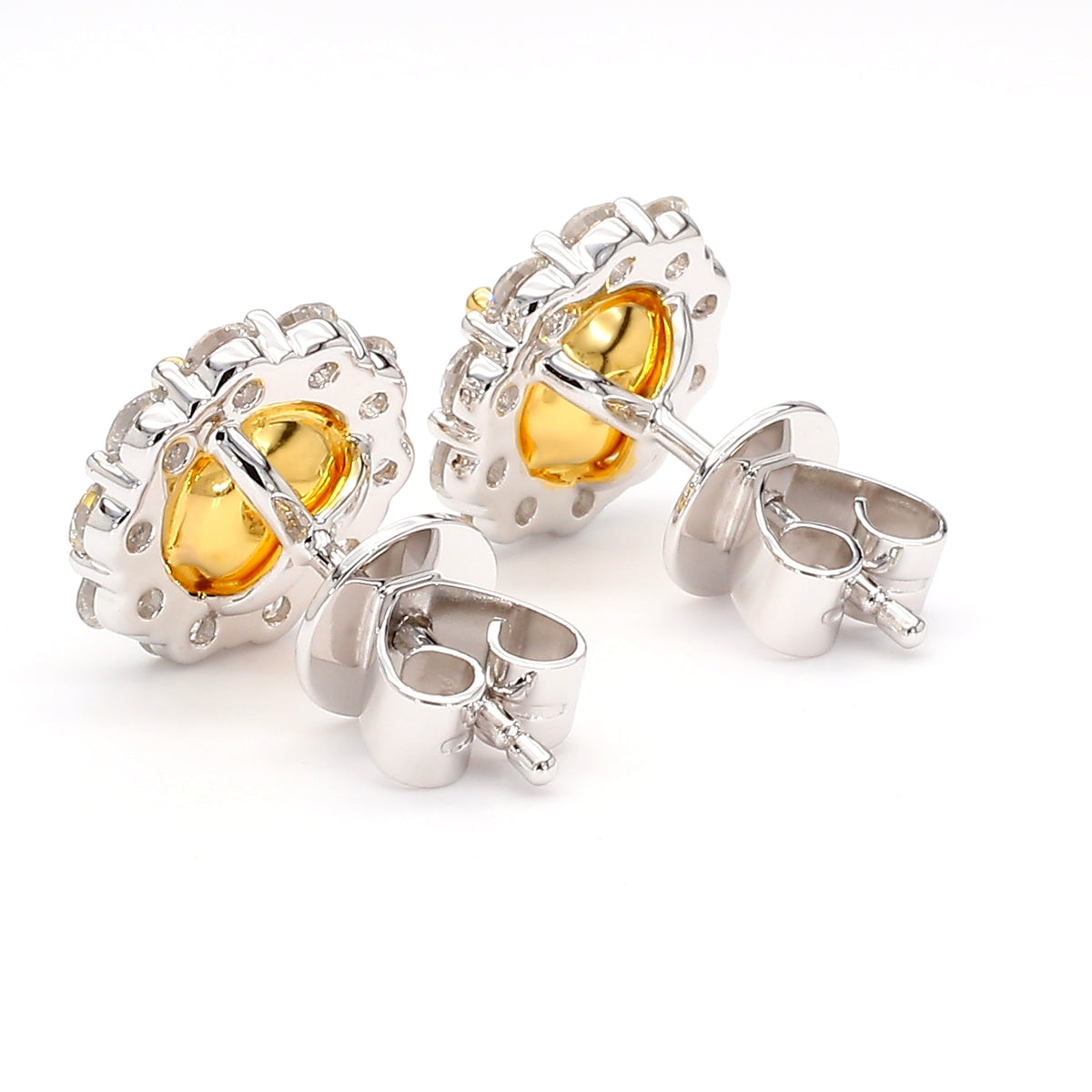 Natural Orange Round Diamond Earring | GIA Certified