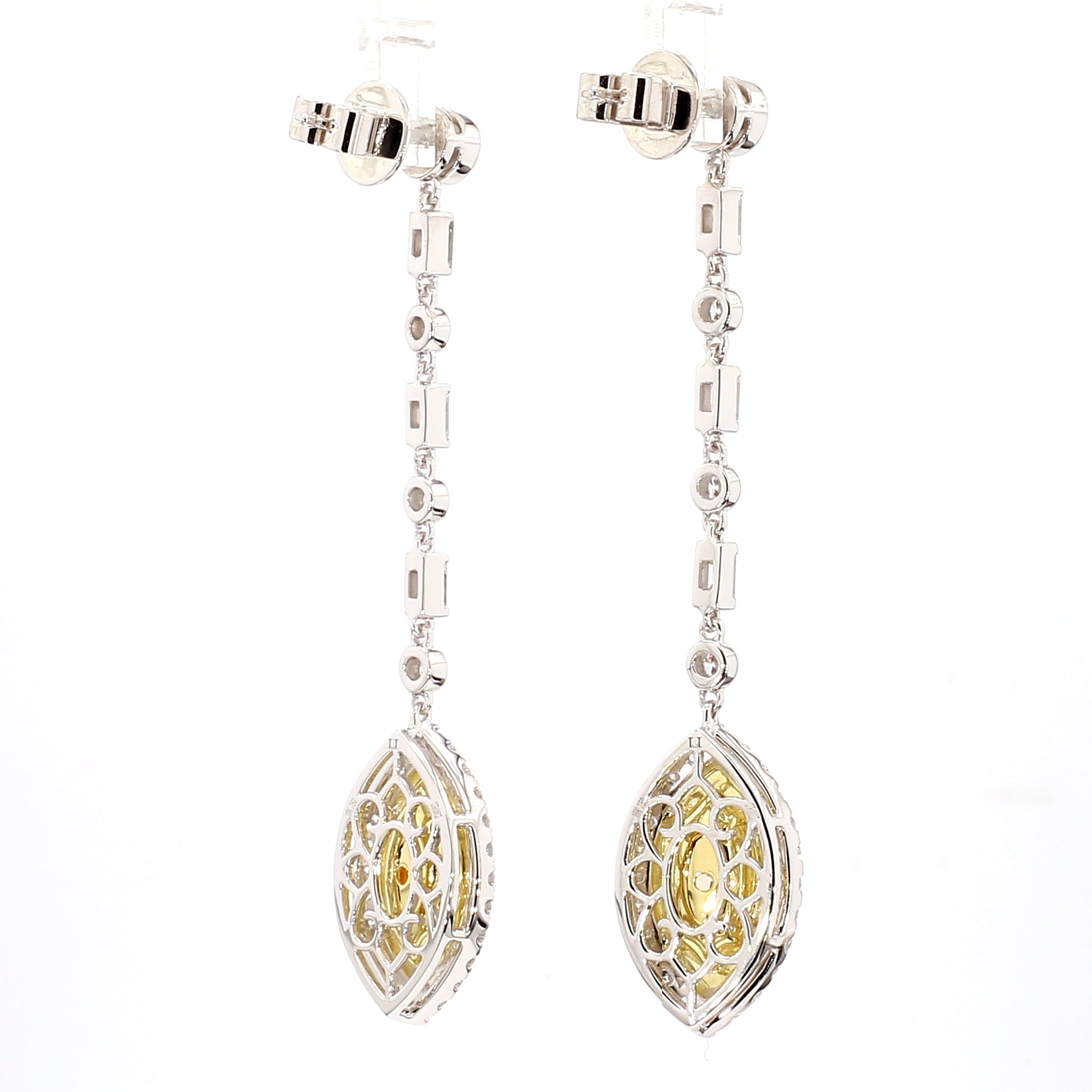 Natural Yellow Marquise Diamond Earring Gia Certified